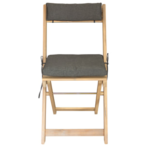Ensemble table et chaises 2 places en acacia et coussins gris BENAGIL