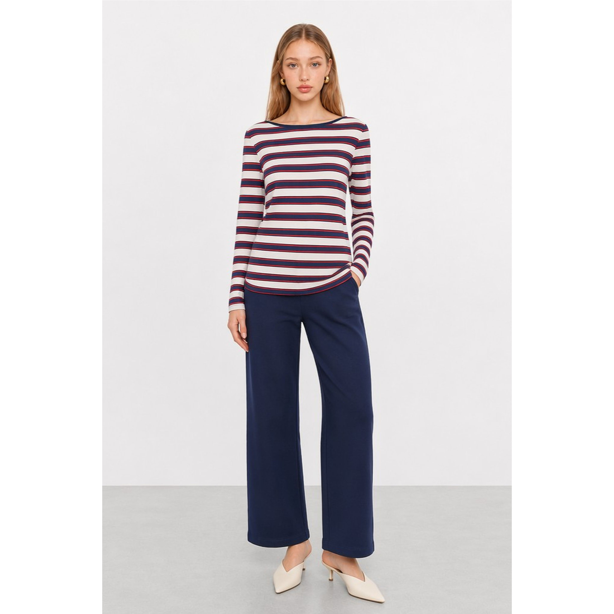 Kocca - T-shirt da donna a righe con maniche lunghe in viscosa Donna