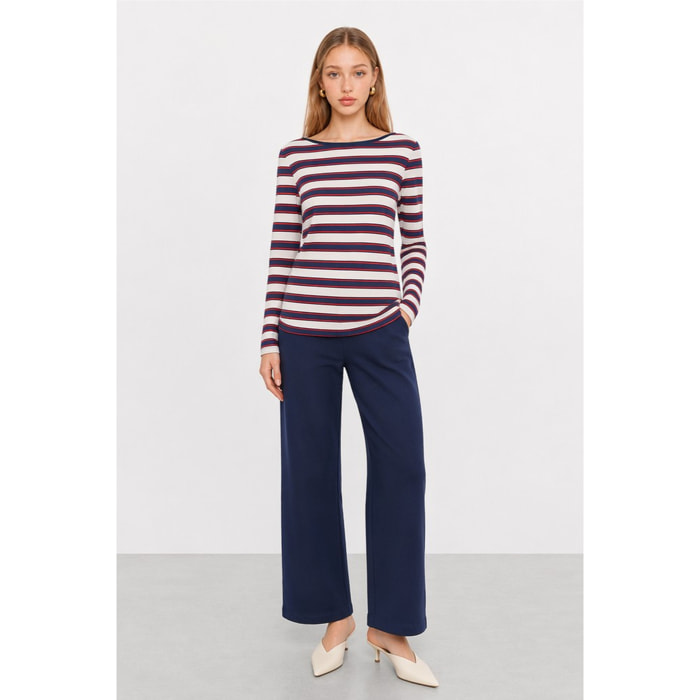 Kocca - T-shirt da donna a righe con maniche lunghe in viscosa Donna