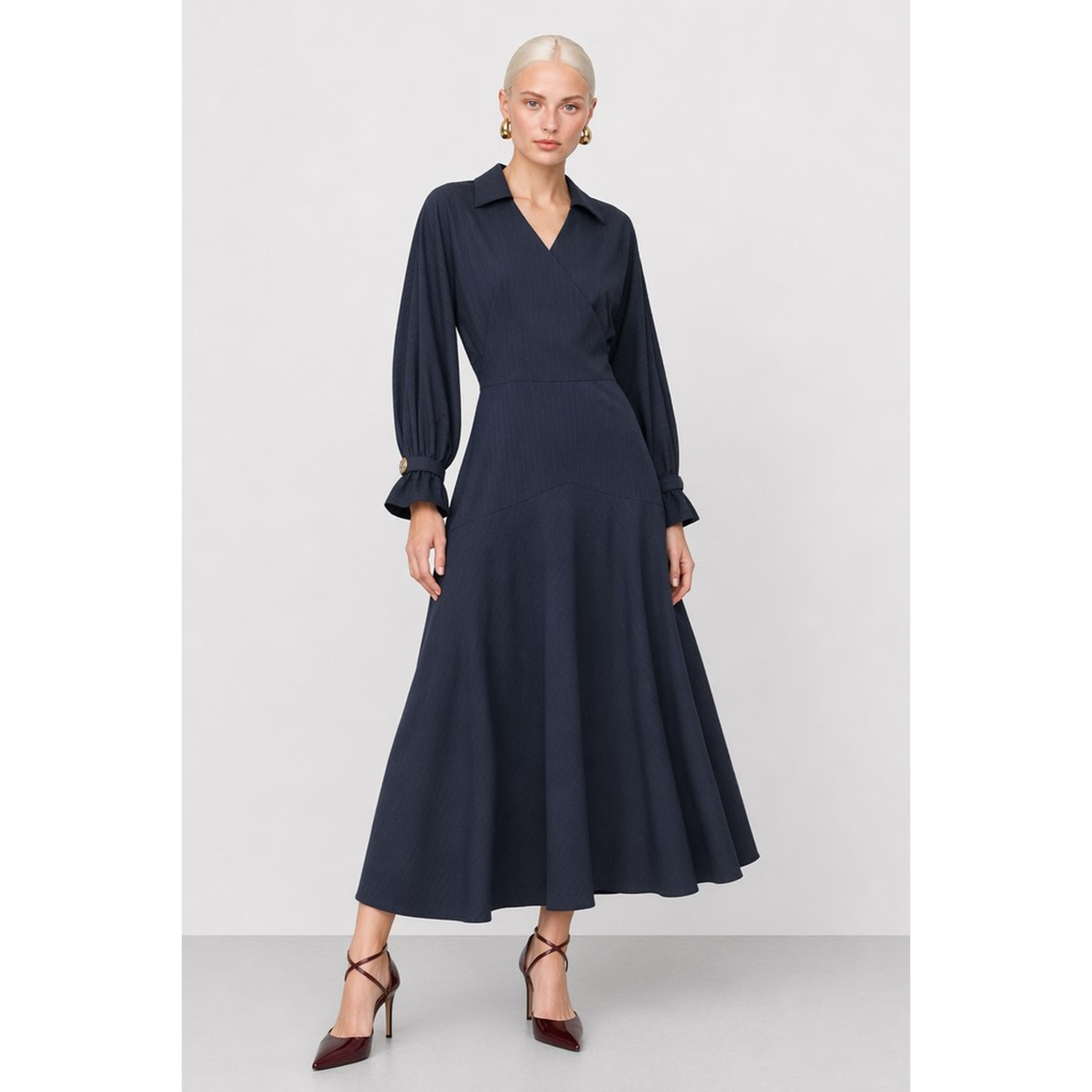 Kocca - Abito da donna a portafoglio midi con scollo a V Donna