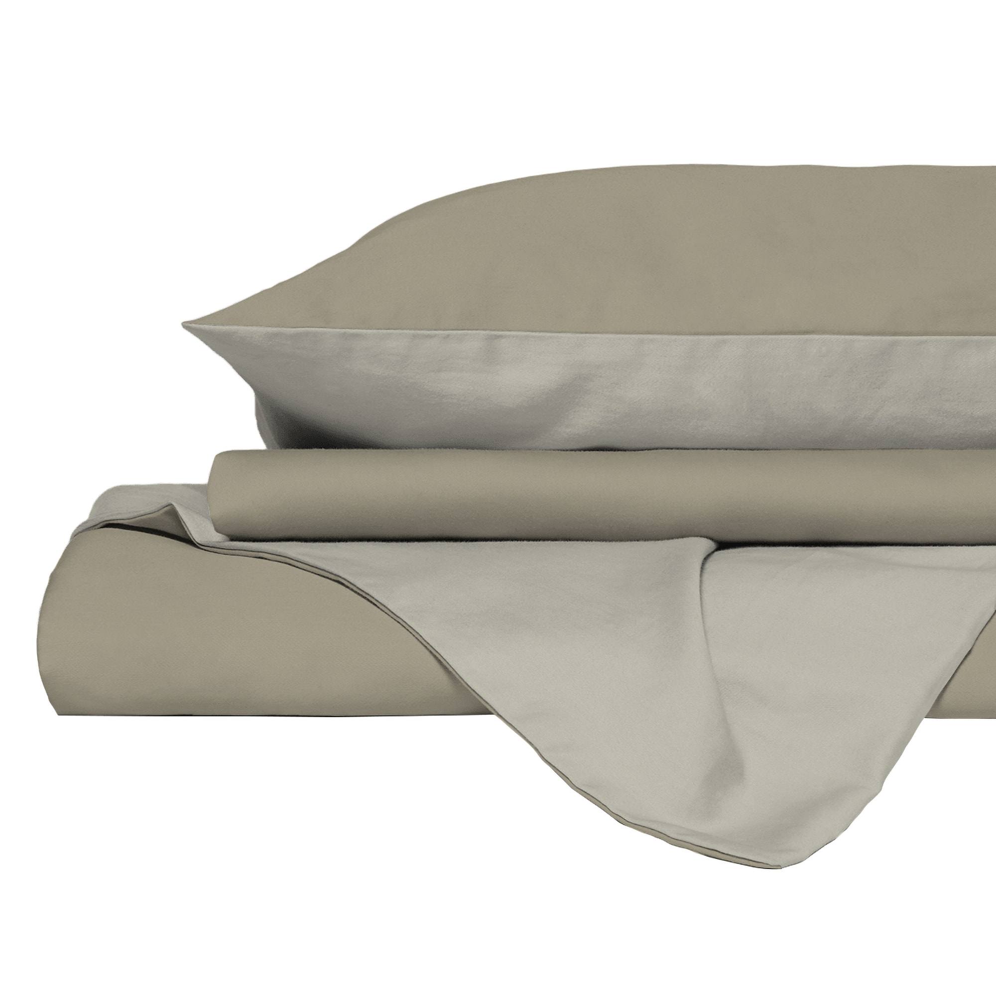 PARURE COPRIPIUMINO NATURAL COLOR, 100% Cotone, Made in Italy - TORTORA/PANNA