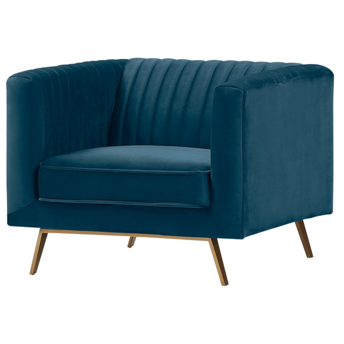 Fauteuil Gatsby en velours bleu foncé