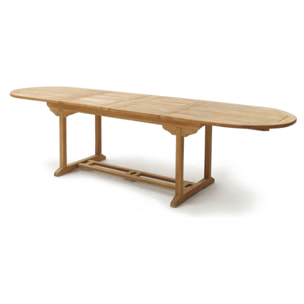 ADAGNA Salon de jardin Teck massif 10-12 personnes - Table ovale + 10 chaises