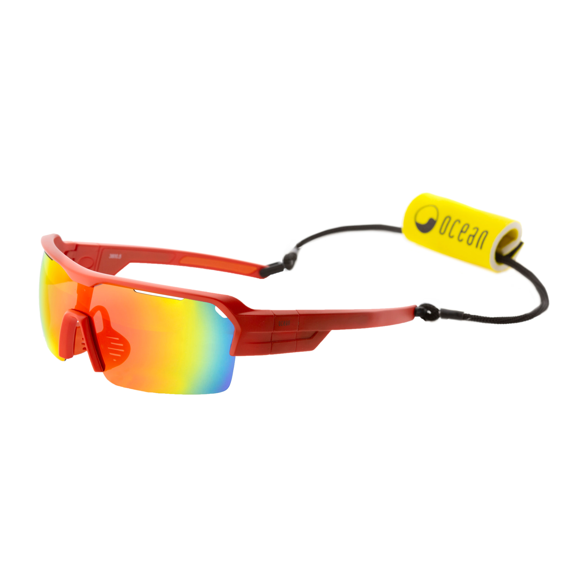 Gafas de deportes acuáticos OCEAN RACE - Rojo mate / Revo roja y plaquetas y puntas rojas
