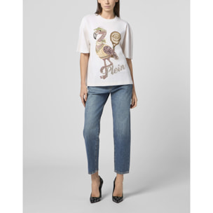 PHILIPP PLEIN Open Back Man Fit T-Shirt Flamingo Crystals