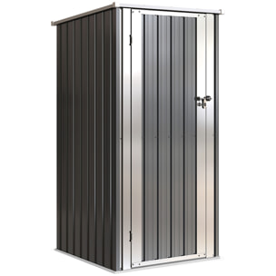 Abri de jardin 0,69 m² - cabanon porte verrouillable - tôle d'acier ondulé gris anthracite