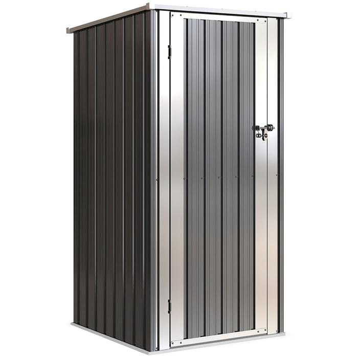 Abri de jardin 0,69 m² - cabanon porte verrouillable - tôle d'acier ondulé gris anthracite
