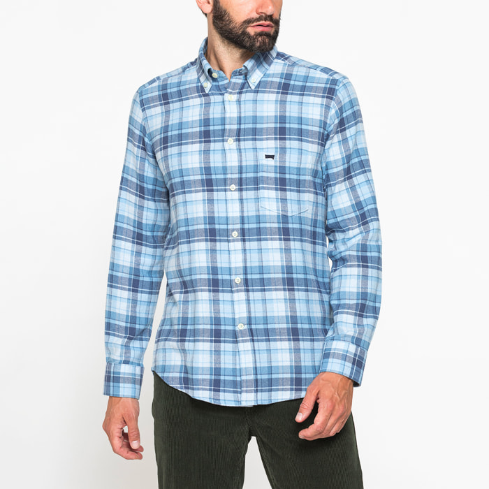 CAMICIA FANTASIA IN FLANELLA LEGGERA CON PREGIATO FILATO MELANGE
