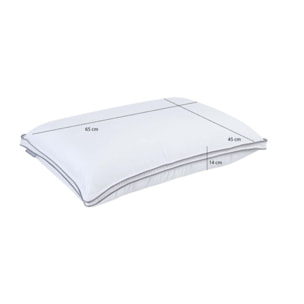 Oreiller ajustable 65 x 45 cm mousse à mémoire de forme et gel - TOUCH