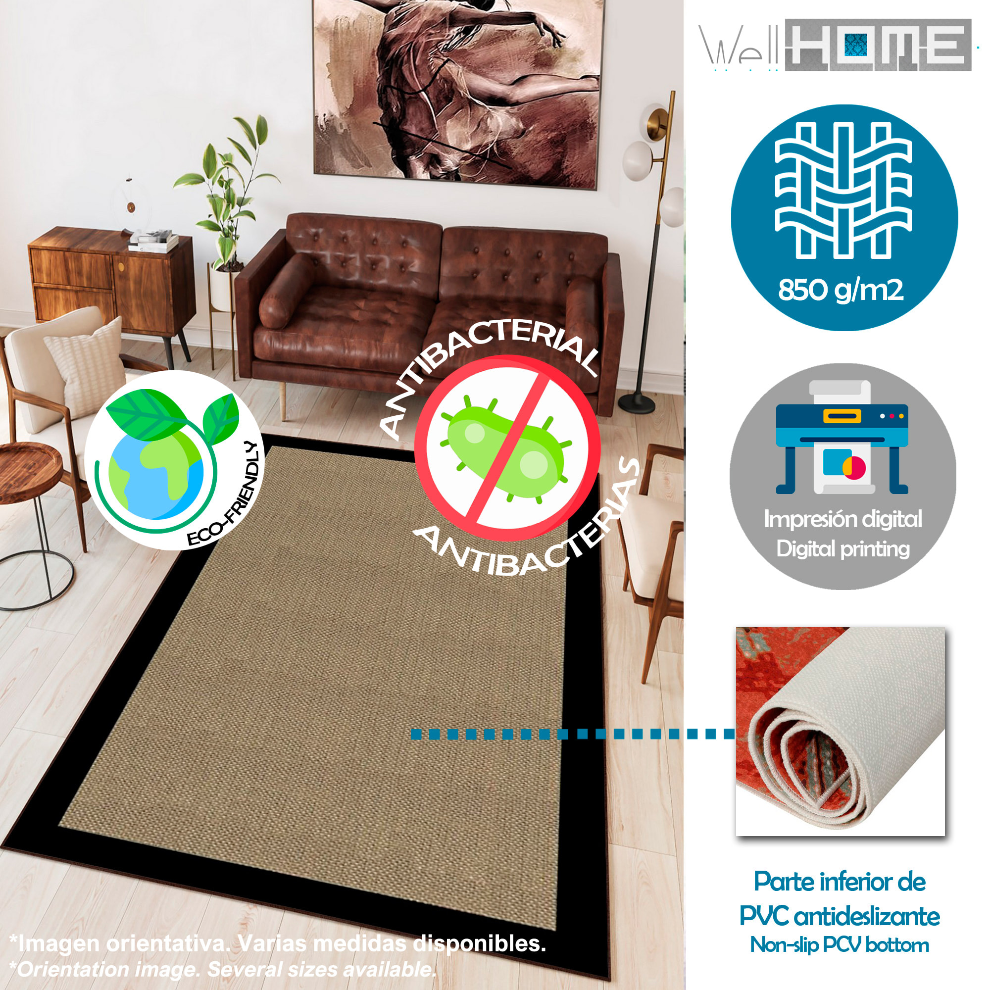 Alfombra de Poliester estampada 100 x 150cm