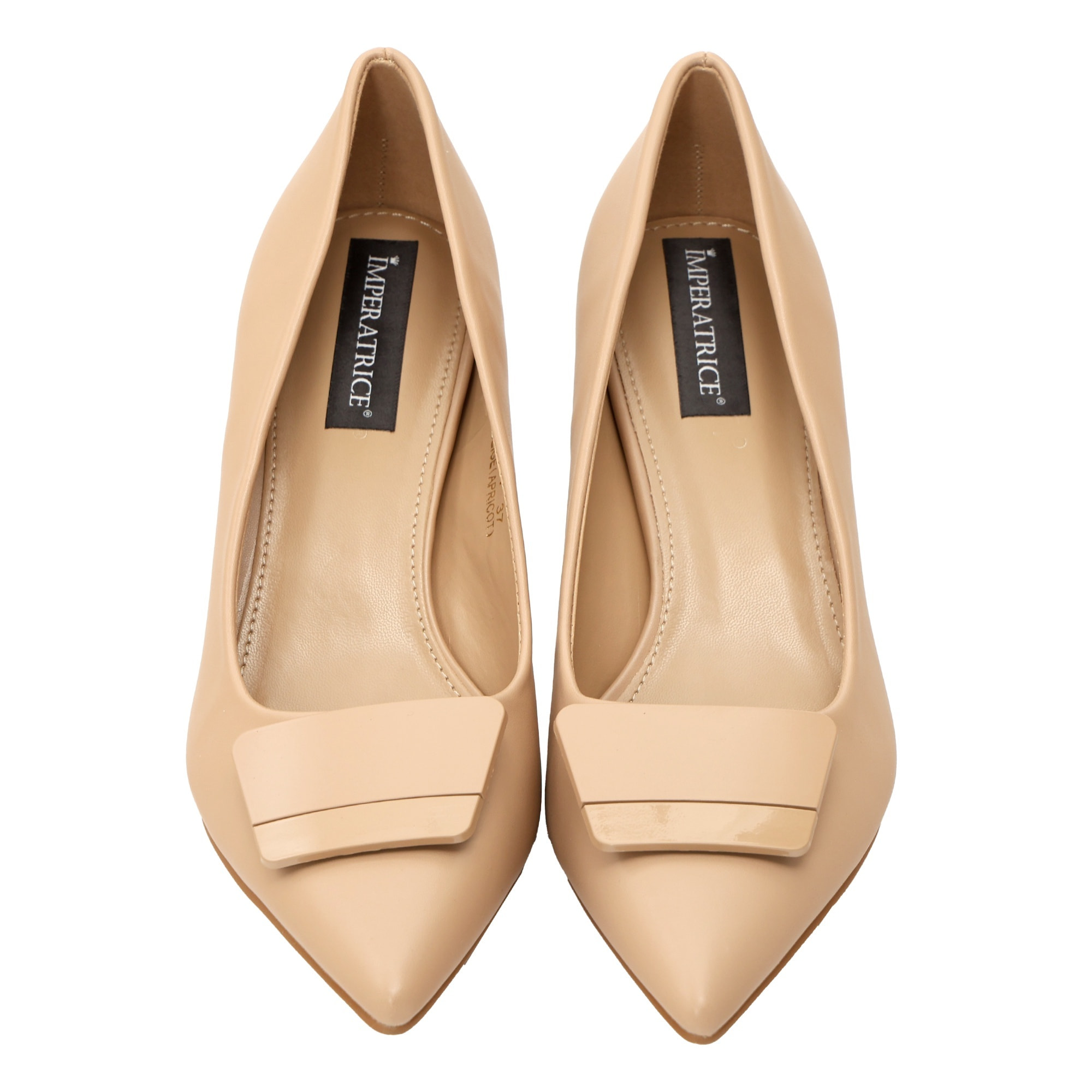 Decolletè in simil pelle con applicazione