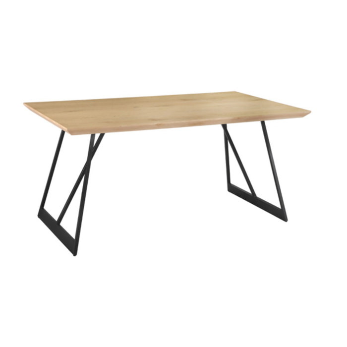 Table de Repas 90 x 160 cm Décor Chêne Piètement Filaire Métal - STRIPE 2