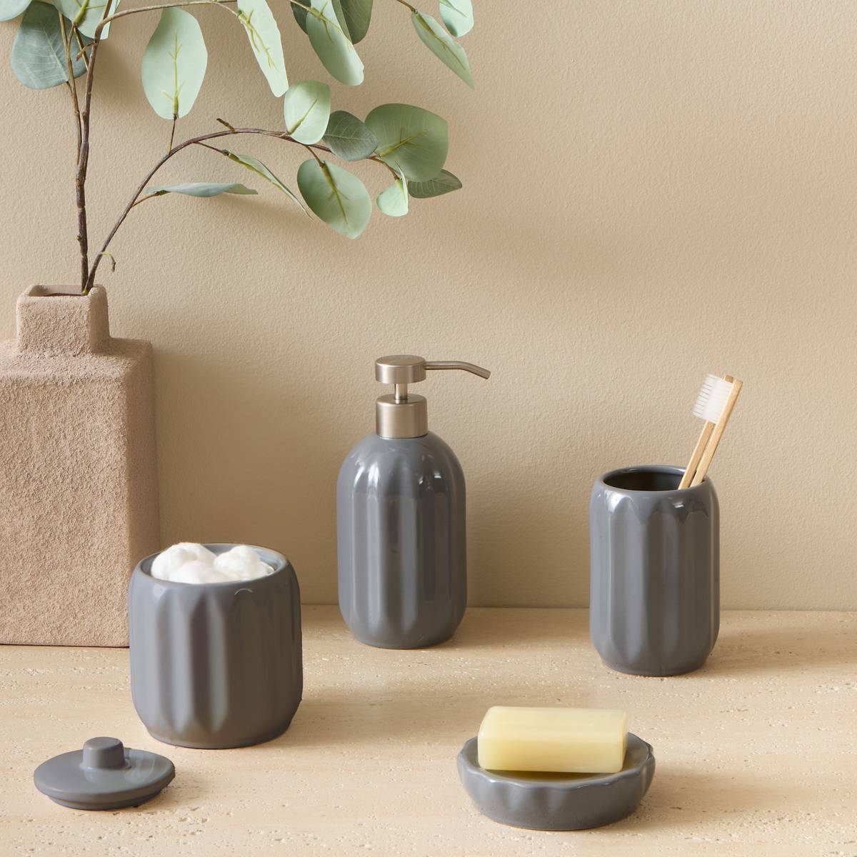 Distributeur de savon Colorama en céramique 450ml gris