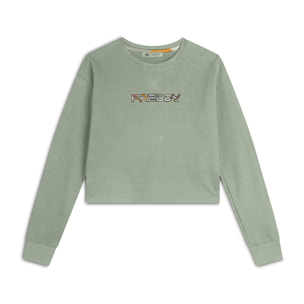 Felpa Cropped con Logo Multicolore
