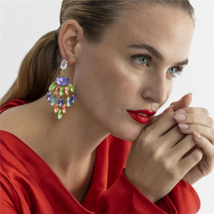 Pendientes con Cristal Multicolor acabado oro 18k