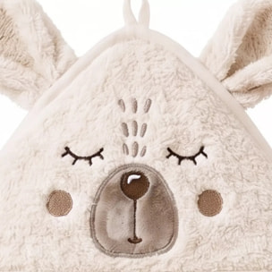 Peignoir enfant enfant pur coton 420 g/m² brodé beige marron Petit ours angora