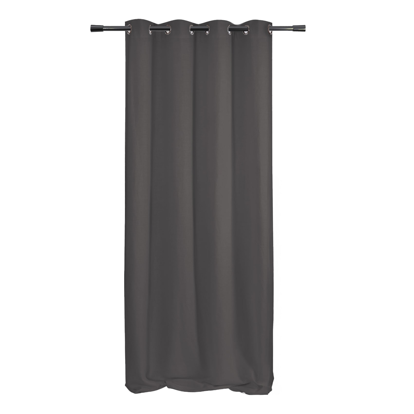 Rideau poly-lin à œillets - Gris anthracite