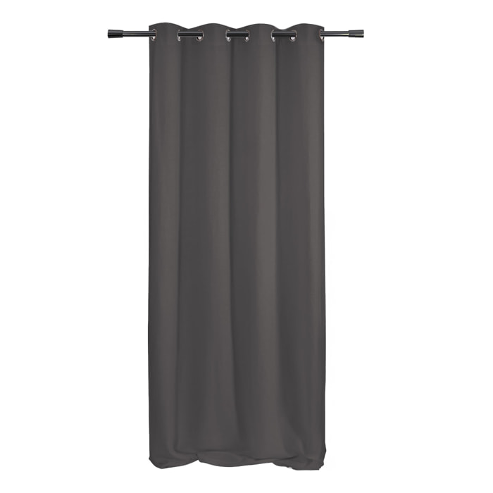 Rideau poly-lin à œillets - Gris anthracite