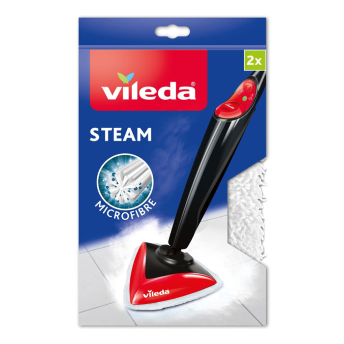 Vileda - 6 Recharges officielles (3 Packs de 2) - Compatible balais vapeurs Steam, Steam Plus et 100°