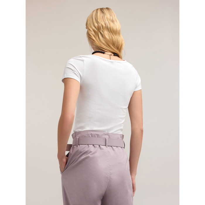 Motivi - T-shirt con arricci - Bianco