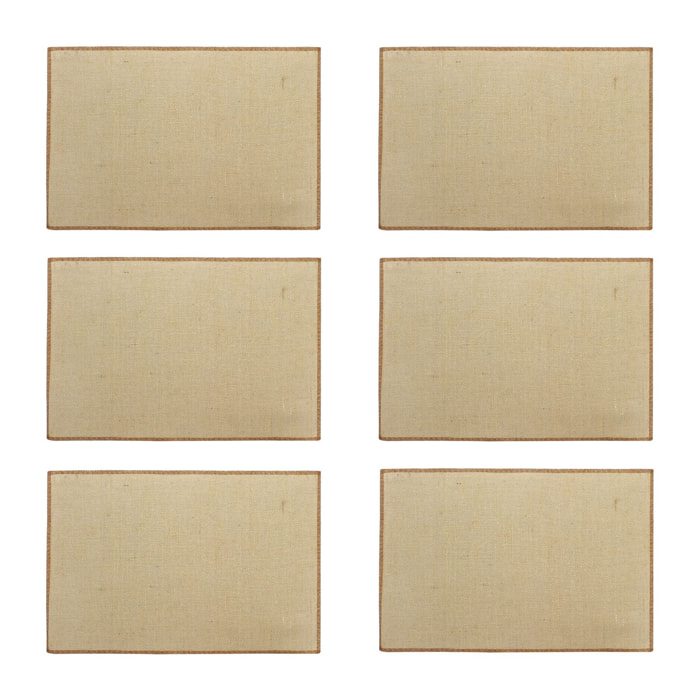 Lot de 6 sets de table en jute et contour marron 45x30cm
