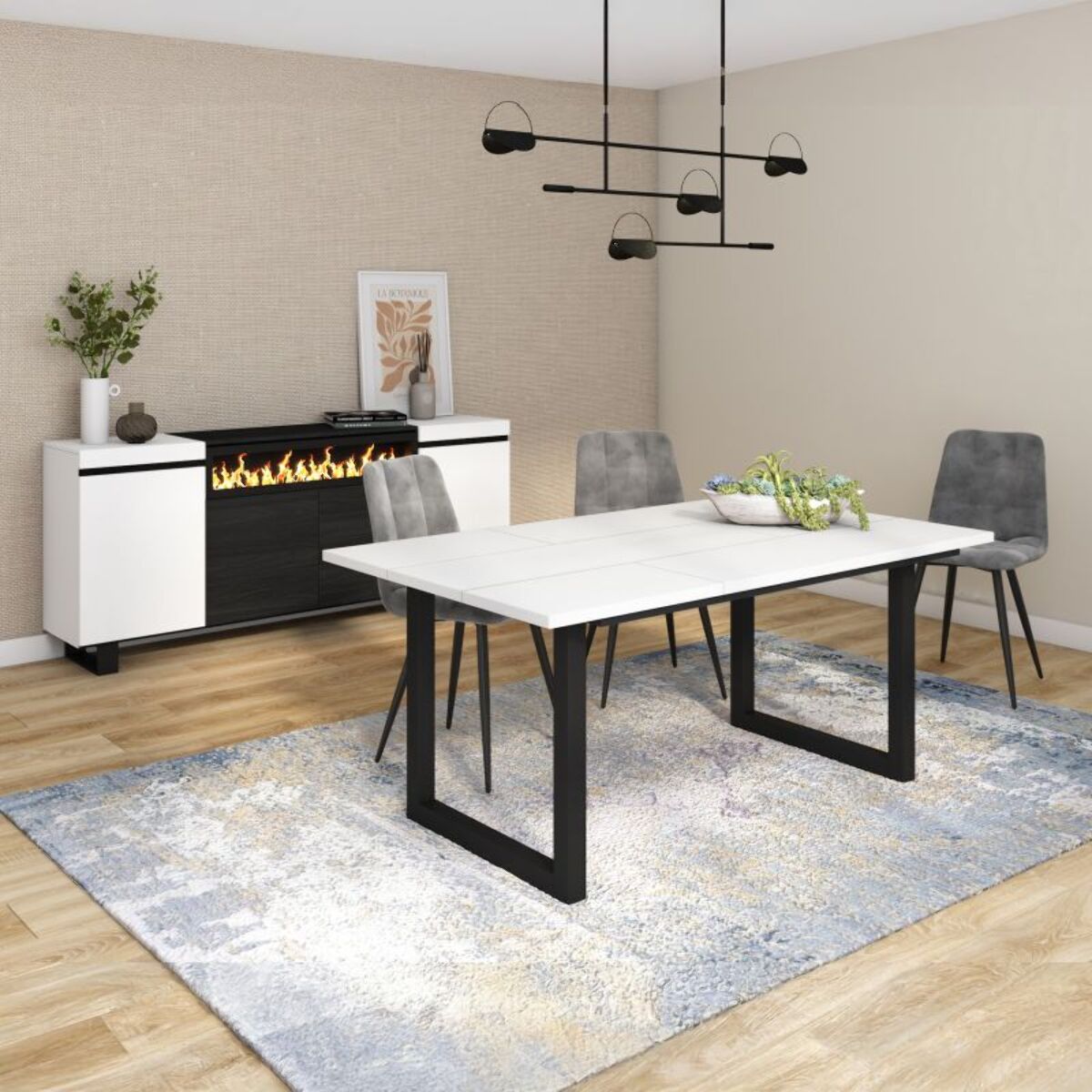 Mesa de comedor Altea 170 Blanco Negro