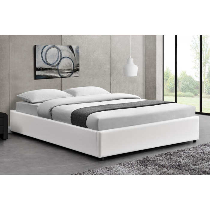 Structure de lit avec coffre 160 x 200 cm blanc SALAMANQUE