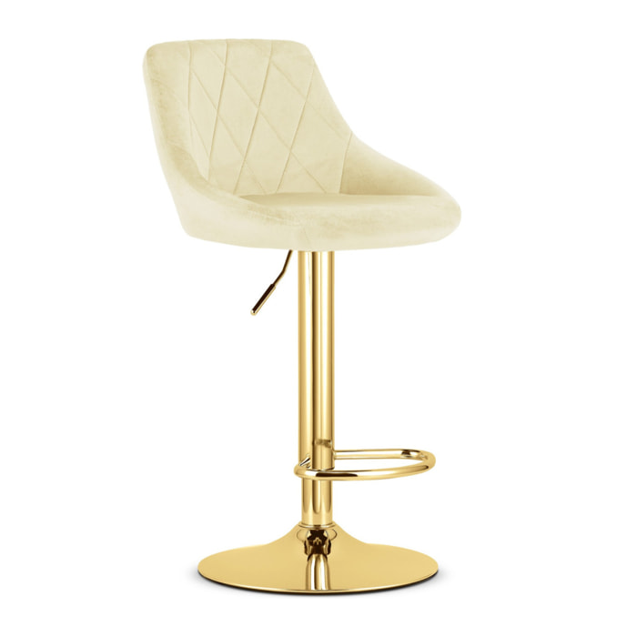 Sgabello girevole Kast in velluto beige e base oro