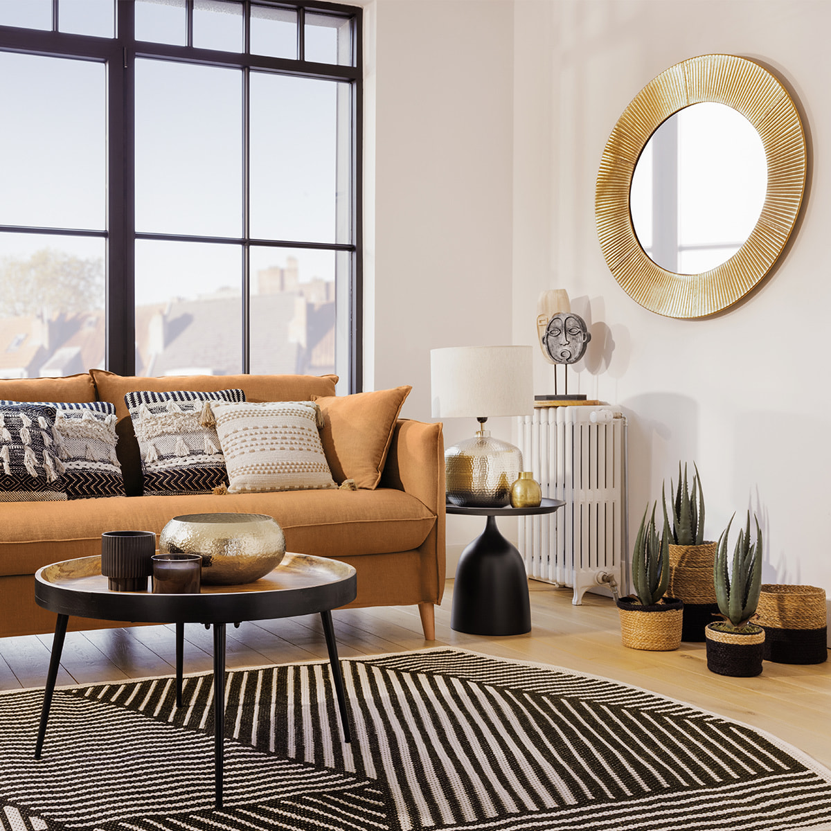 Miroir "Milda" - métal - doré - D90 cm