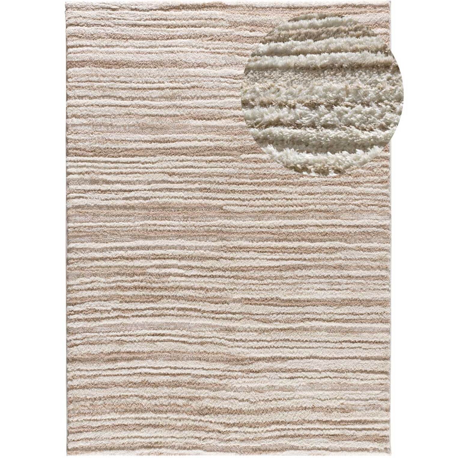 LIMA Alfombra shaggy estilo escandinavo con relieve beige, varias medidas disponibles