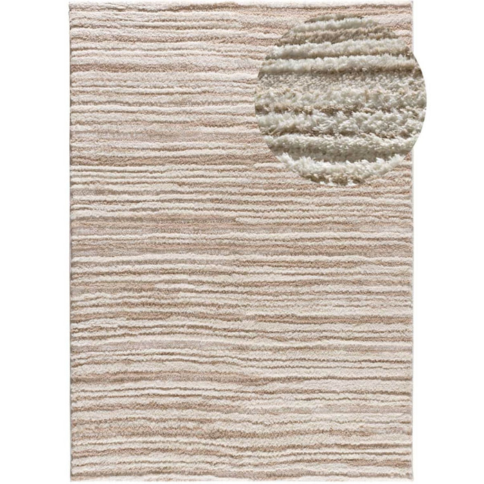 LIMA Alfombra shaggy estilo escandinavo con relieve beige, varias medidas disponibles