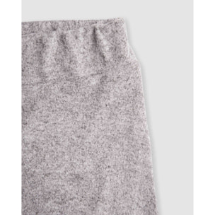Falda midi viscosa evasé angorina gris claro