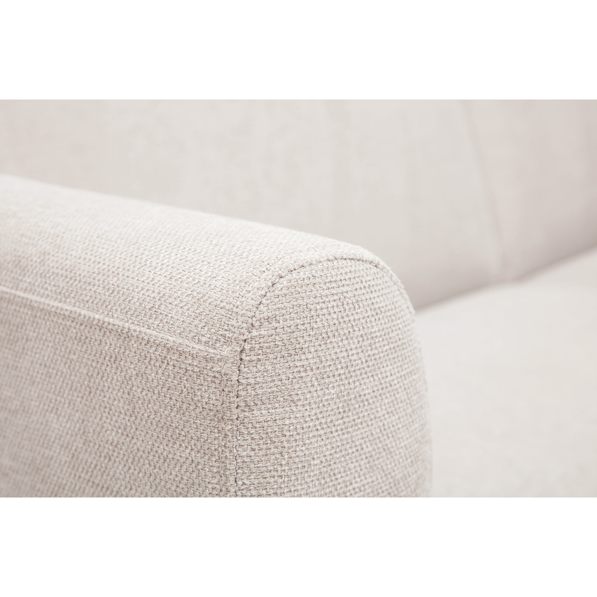 Canapé scandinave 4 places en tissu effet velours texturé beige et bois clair SINDRO