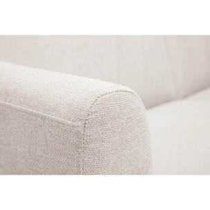 Canapé scandinave 4 places en tissu effet velours texturé beige et bois clair SINDRO