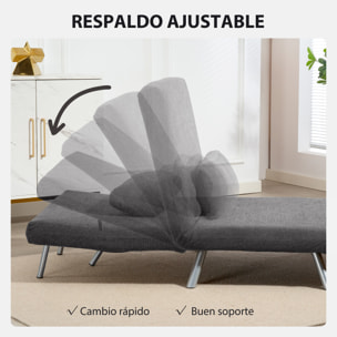 Sofá Cama de 1 Plazas 3 en 1 Sillón Cama Plegable Tapizado en Chenilla con Respaldo Ajustable de 5 Niveles y Almohada Acolchada para Oficina Dormitorio Salón 80x75x83 cm Negro
