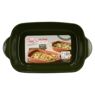 Plat à four en grès vert 38x23cm OCTAVE