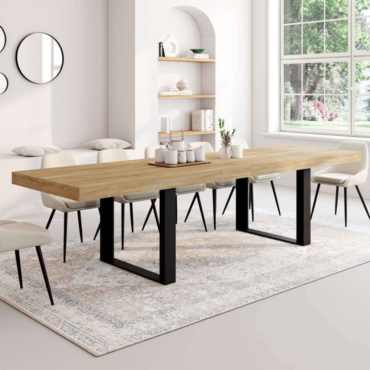 Table à manger extensible Brixton bois et noir 200-300cm