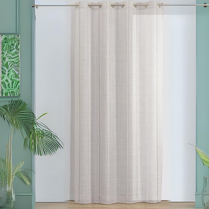 Voilage tamisant en étamine et jacquard - Gris clair