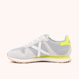 Sneakers de Estilo Retro Running en Serraje y Rejilla Gris y Amarillo MUNICH MASSANA CLASSIC WMN 598