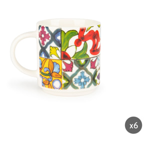 Set 6 Tasses à Café Excelsa – Lisbona, New Bone China Multicolore