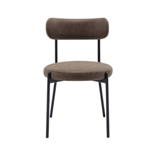 Lot de deux chaises métal et simili cuir marron L 47 x P 49 x H 76.5cm - Livia