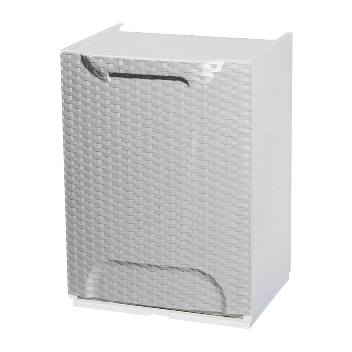 Armadio da esterno Nakri, Mobile outdoor, Armadietto balcone multiuso effetto rattan, 100% Made in Italy, 34x29h47 cm, Bianco
