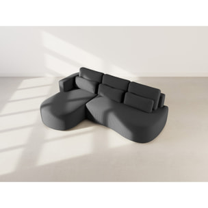 Mahina - canapé d'angle gauche 4 places convertible avec coffre en velours côtelé - Noir