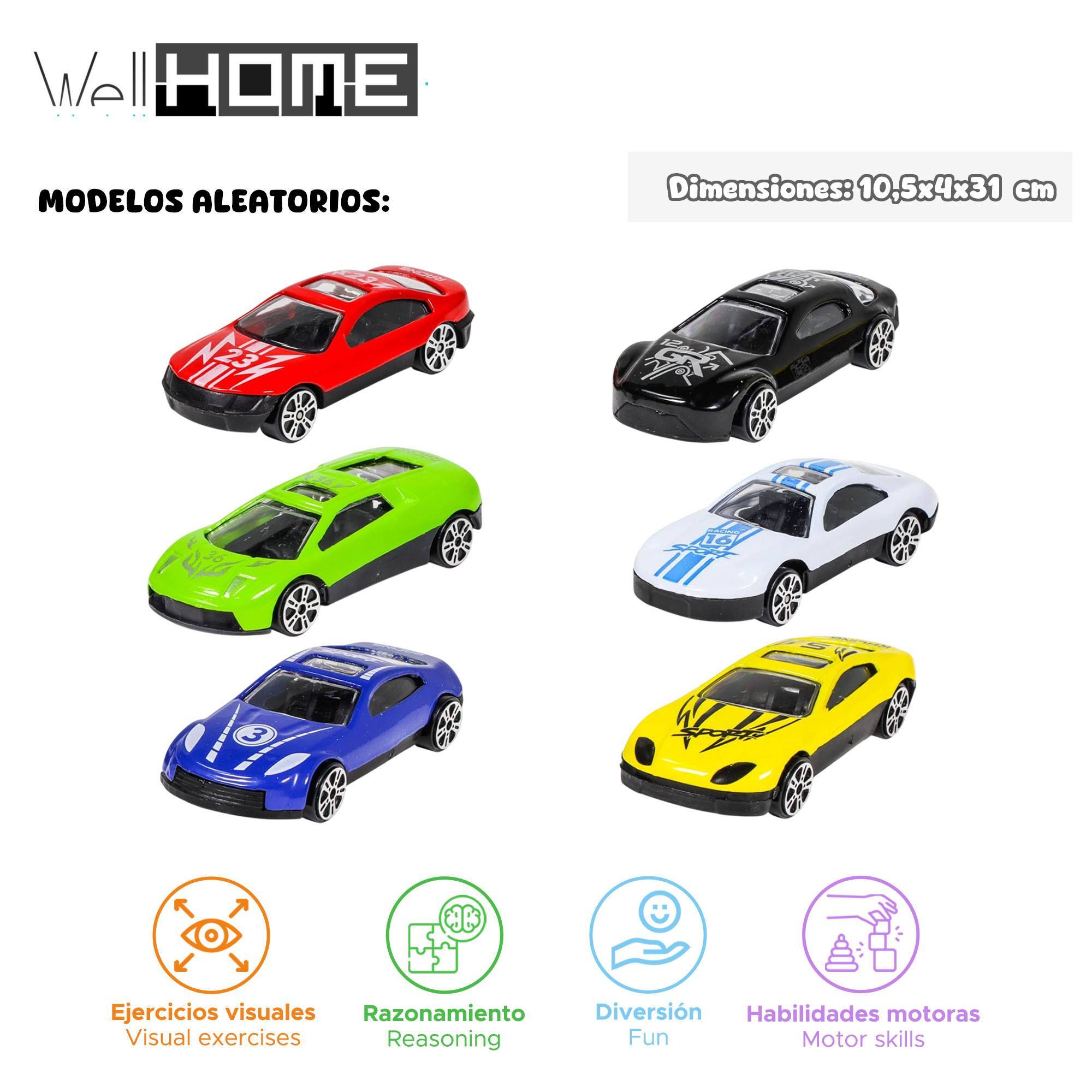 Well home set de 6 coches de juguetes 10cm en variedad de colores