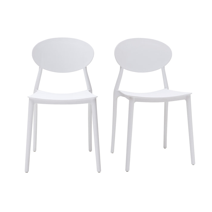 Chaises design empilables blanches intérieur - extérieur (lot de 2) ANNA