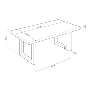 Mesa de comedor Loft 180 Negro - Roble