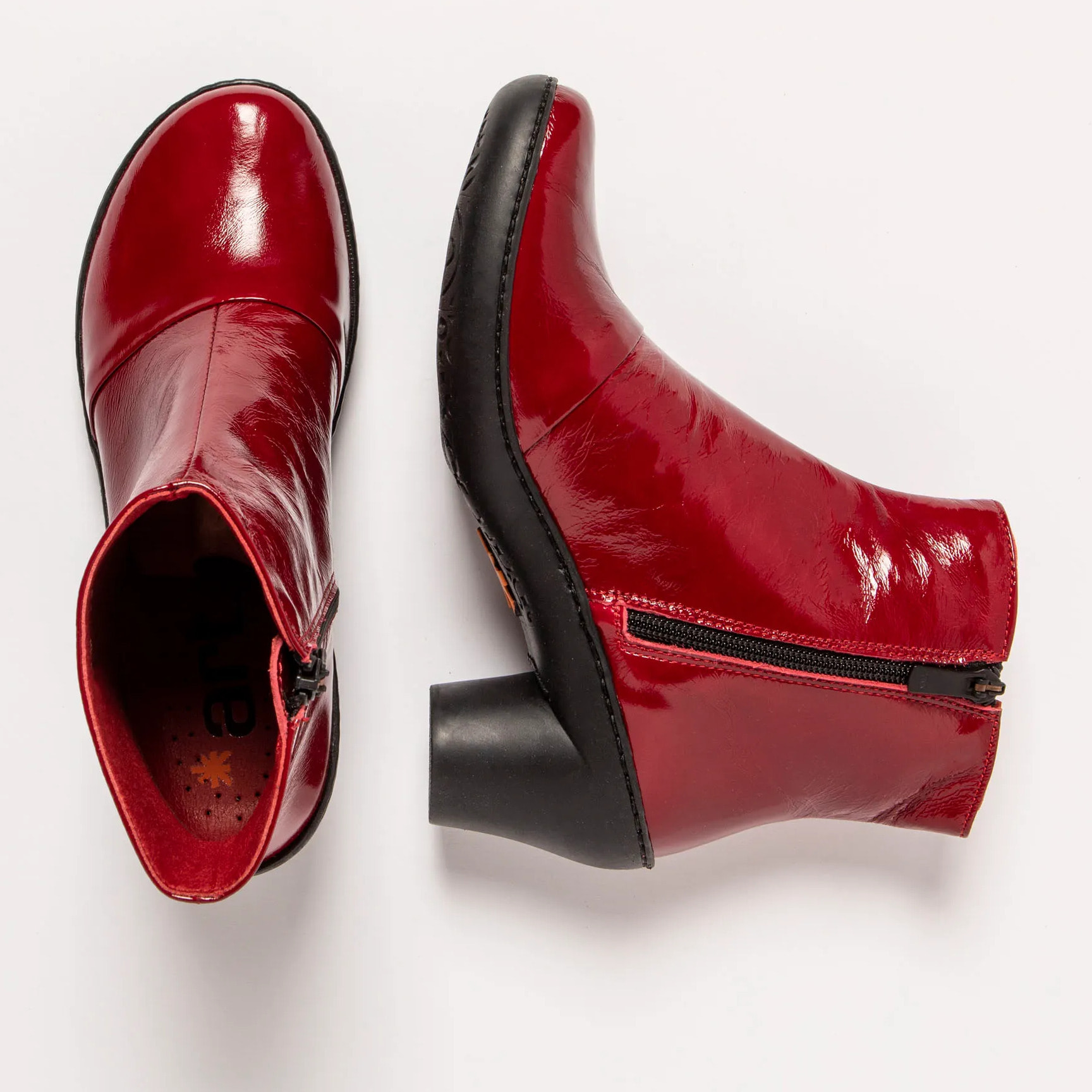 Botines con tacón 1442 PATENT FLASH RED/ ALFAMA color Red
