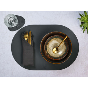 Serviette de table - 6 pièces - Lin et coton gris anthracite