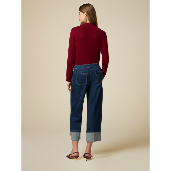 Oltre - Cropped jeans with cuffs - Azul