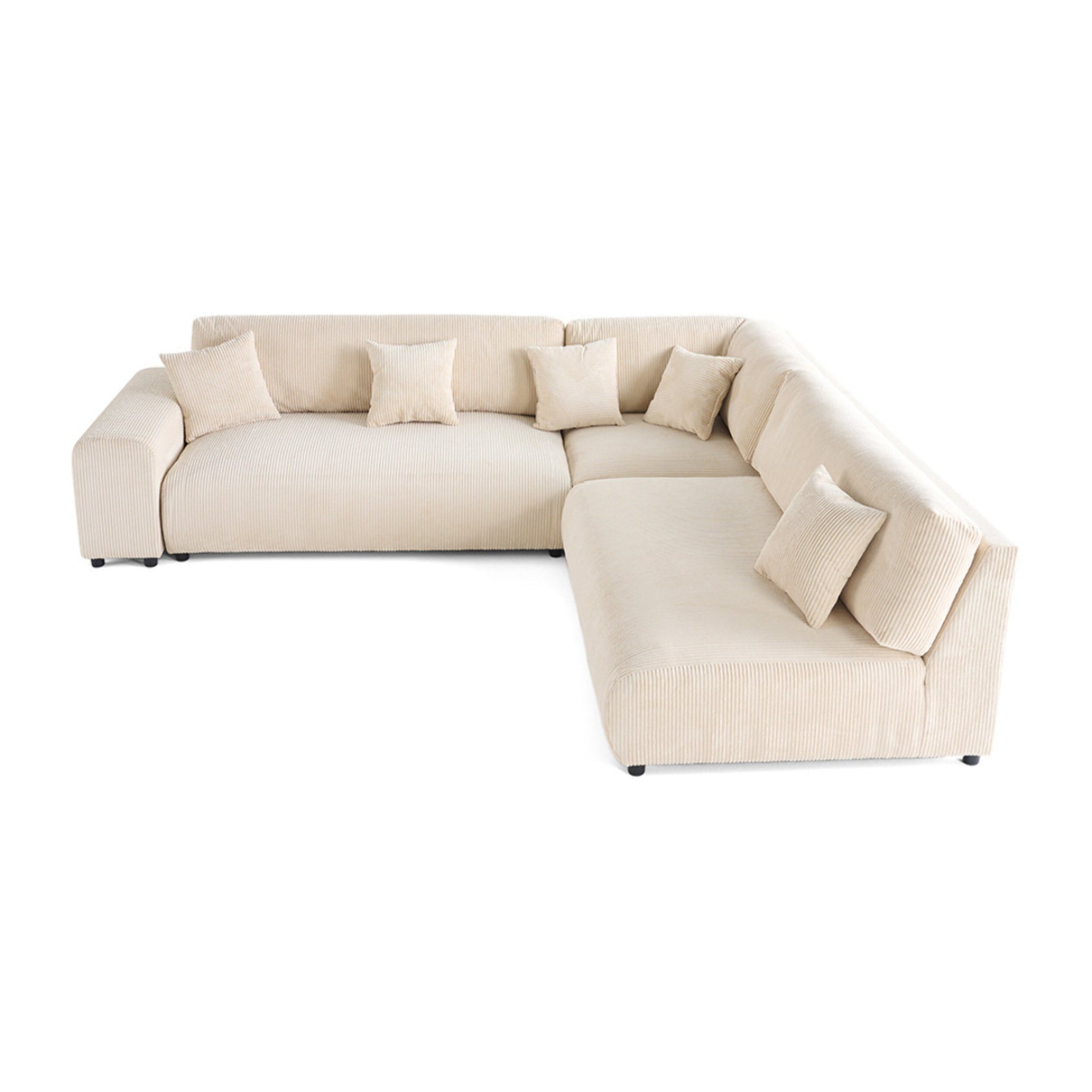 Garance - canapé modulable d'angle droit - 6 places - en velours côtelé - Beige